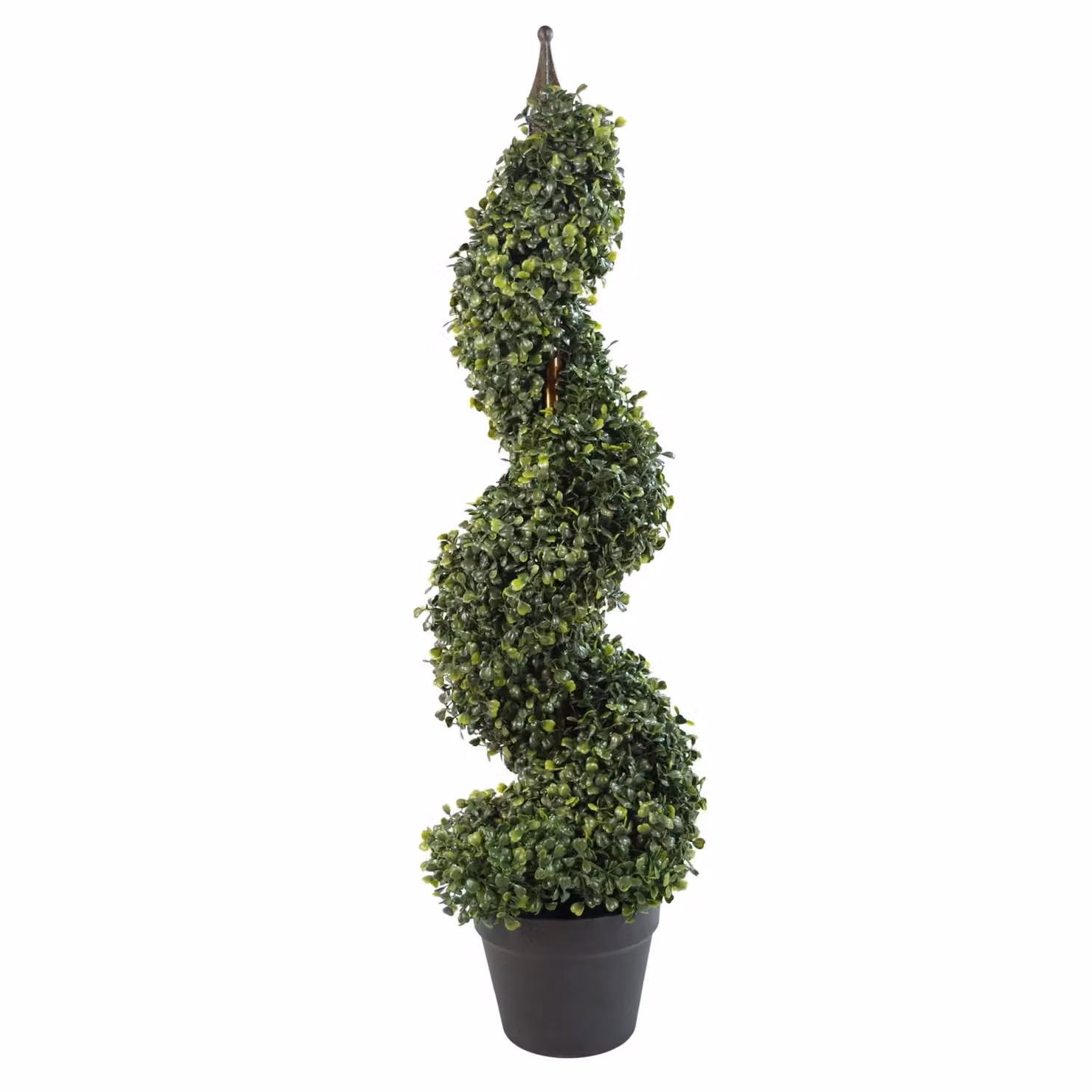Leaf Pair of 2 Artificial Boxwood Tower Trees, Green Spiral Topiary with Metal Top, Height: 90 cm – 3