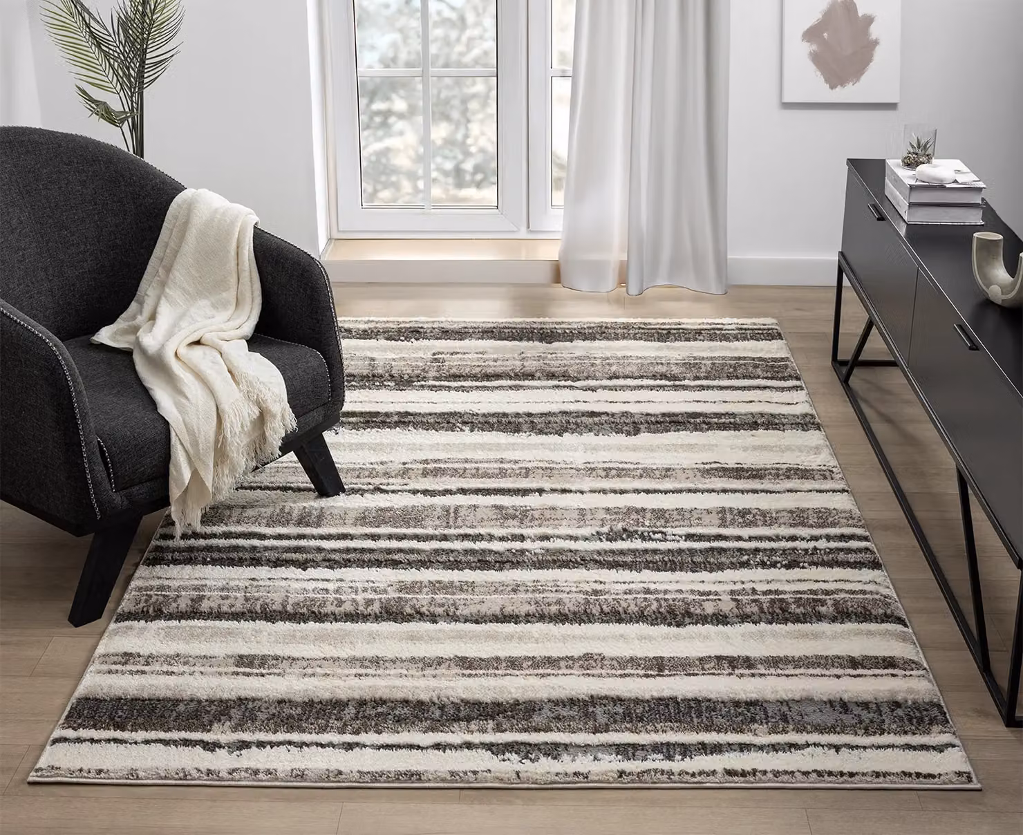 Desire Rugs Eleanor Modern Striped Area Rug with High-Low Effect in Beige and Brown, W: 160 cm, L: 230 cm – 4