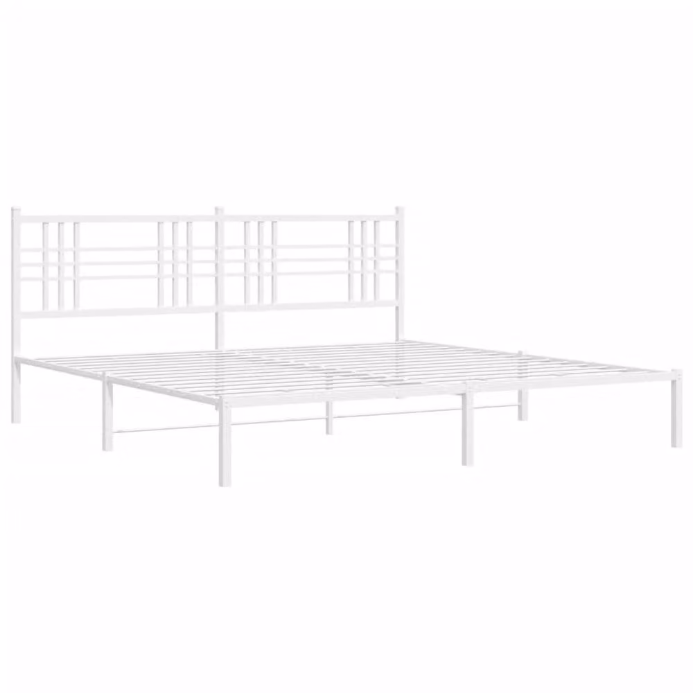 Berkfield Home Metal Bed Frame with Headboard, White, W: 183 cm, L: 213 cm – 3