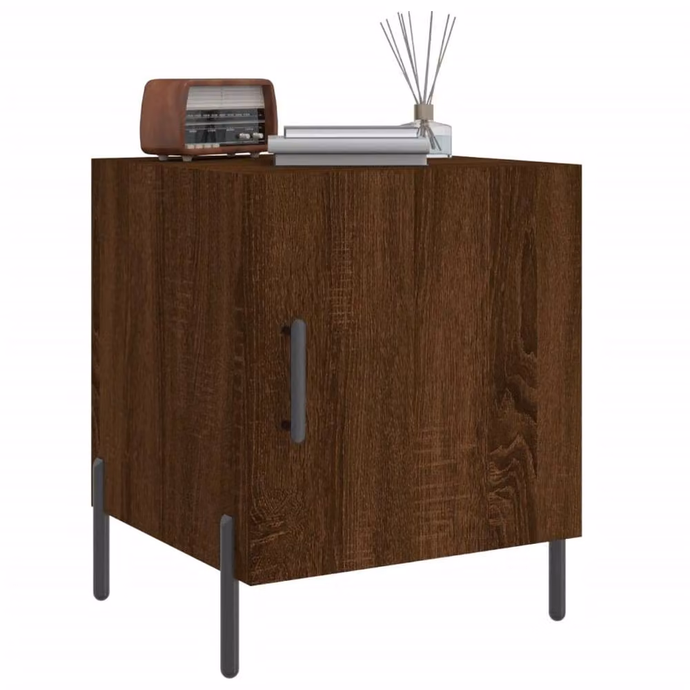 Berkfield Home Set of 2 Modern Bedside Cabinets in Brown Oak, W/D/H: 40 x 40 x 50 cm – 3