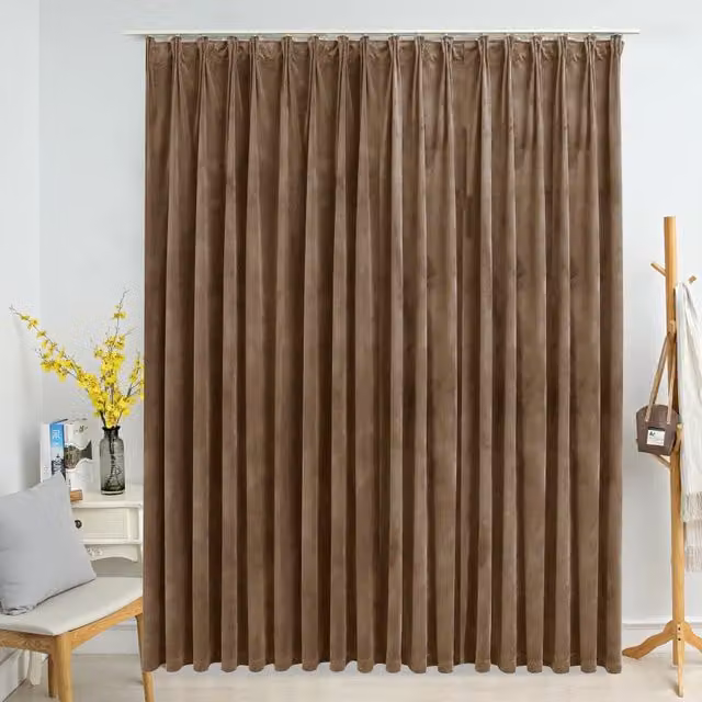 Berkfield Home Velvet Blackout Curtain in Beige with Hooks, W: 290 cm, H: 245 cm