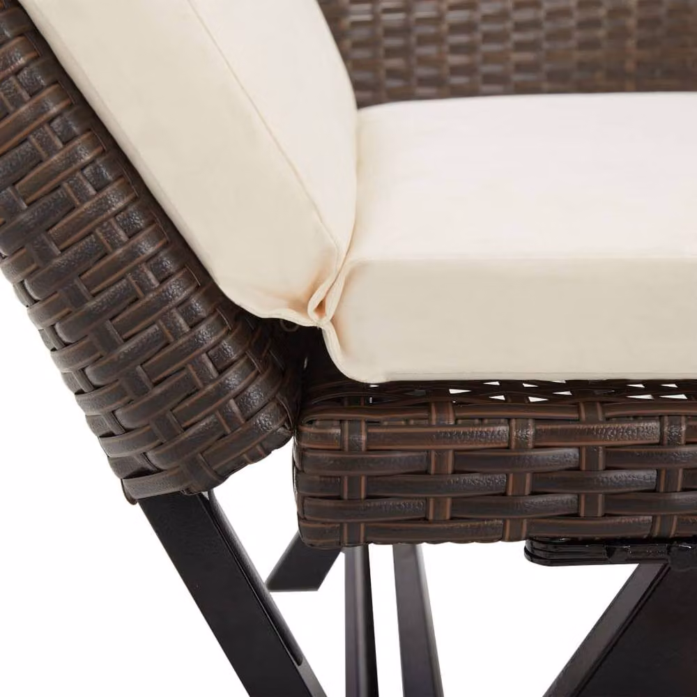 Berkfield Home Beautiful Garden Bench with Cushions, Brown Poly Rattan and Steel, W: 176 cm, D: 80 cm, H: 70 cm – 2