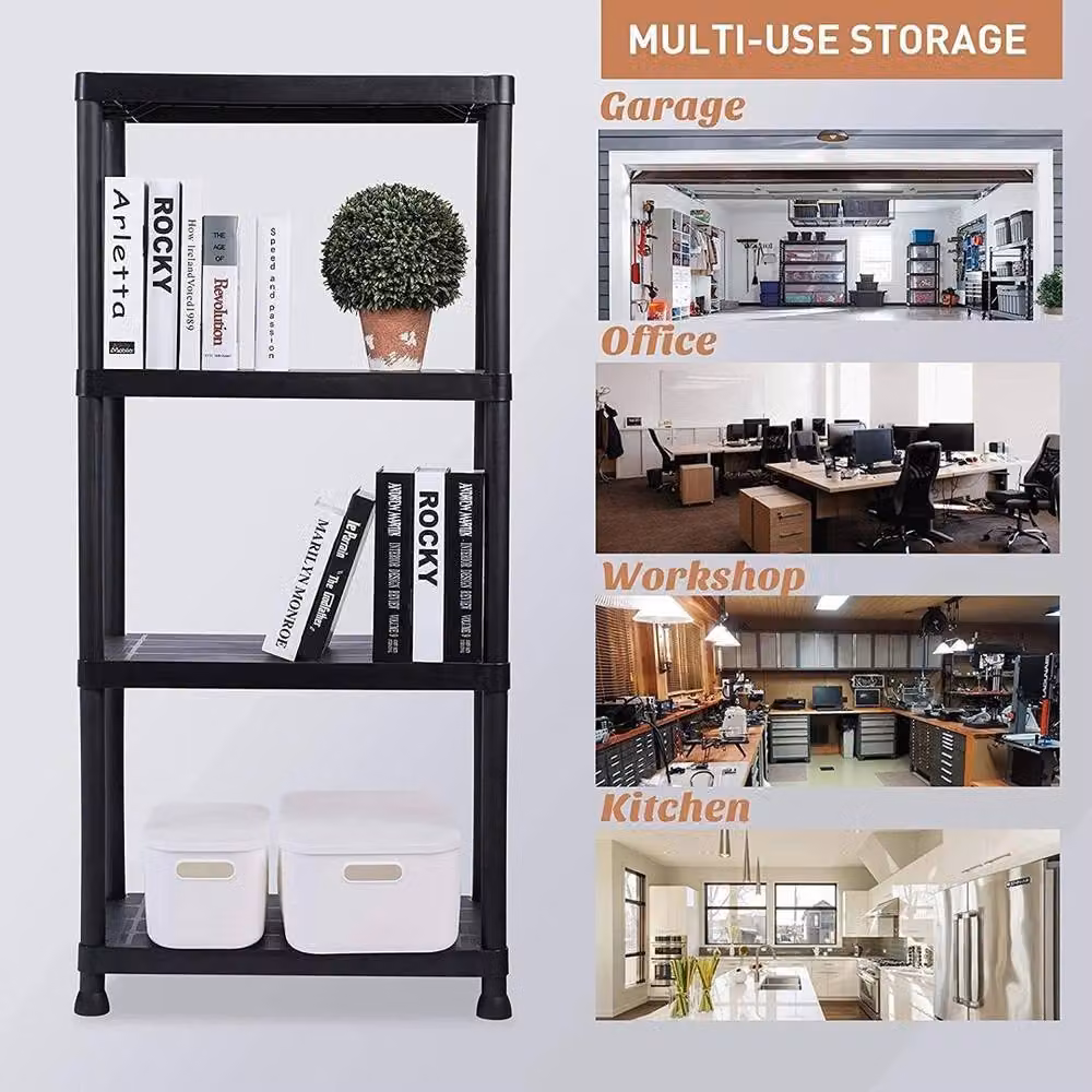 Kelvenix 5 Tier Black Plastic Storage Shelf Rack – 3