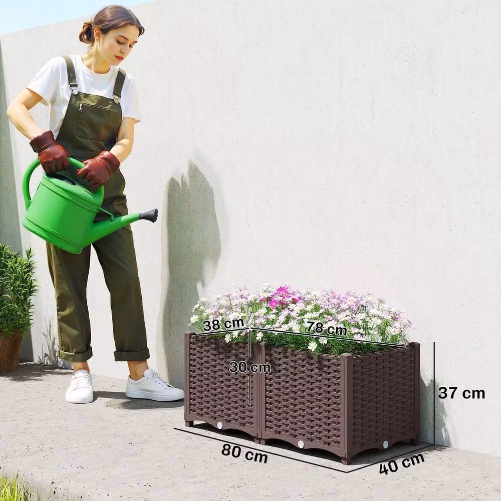 Kelvenix Brown Plastic Raised Garden Bed for Herb and Ornamental Gardens W/D/H: 80 x 40 x 37 cm – 2