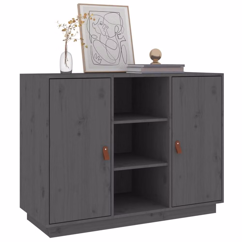 Berkfield Home Grey Solid Wood Pine Sideboard W/D/H: 100 x 40 x 75 cm – 5