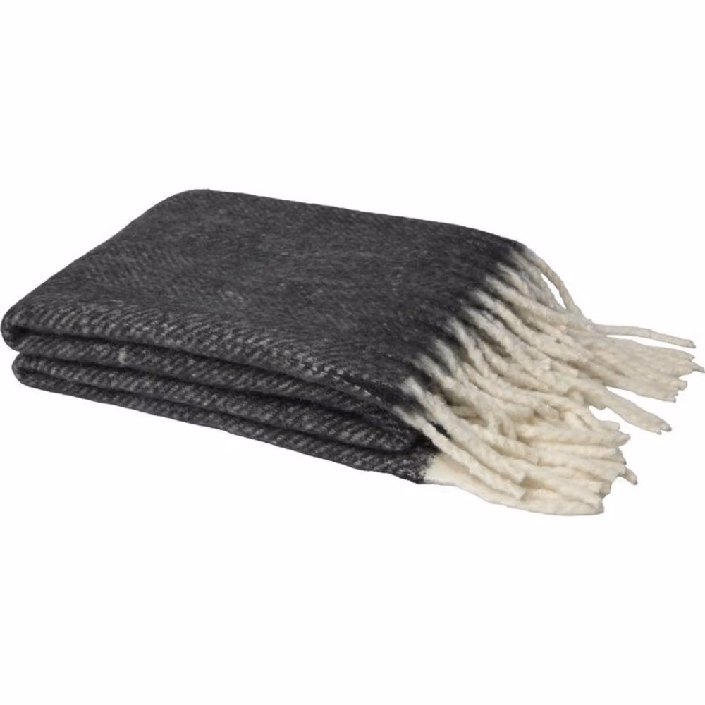 Floso Dolly Knitted Polyester Blanket with Fringes in Black, W/D/H: 150 x 125 x 1 cm – 3