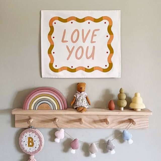 Kid of the Village Love You Pink Textile Hanging Banner W/H: 50 x 40 cm – 1