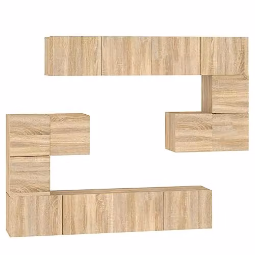 vidaXL Modern Wall-mounted TV Cabinet in Brown Oak Wood, W/D/H: 80.0 x 30.5 x 30.0 cm – 1