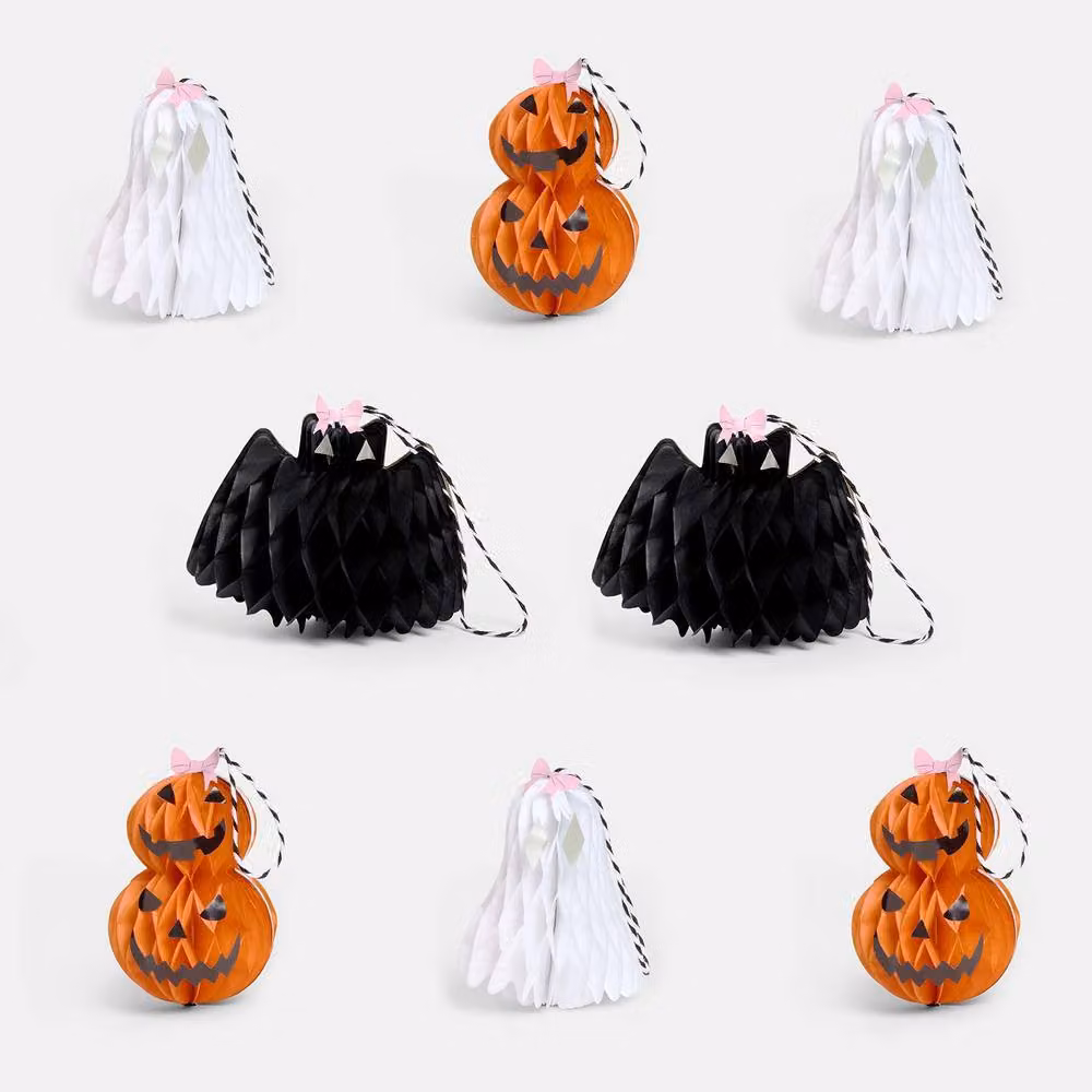 OHS Halloween Hanging Paper Tree Decoration Set, Multicolour, 8 Pack – 2