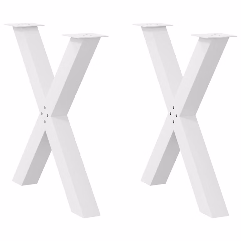 Berkfield Home X-Shaped Dining Table Legs, 2 Piece Set, White Steel, H: 70-73 cm x W: 70 cm