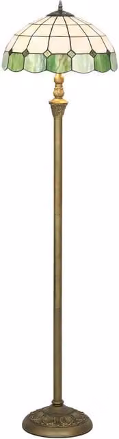 HOMCOM Tiffany-Style Vintage Floor Lamp with Glass Shade in Bronze and Green, H 152.0 cm x W 33.5 cm – 1