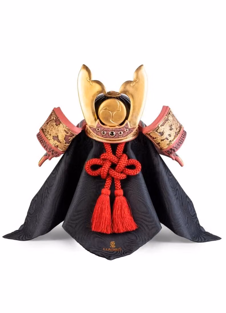 Lladró Samurai Helmet Porcelain Figurine in Gold