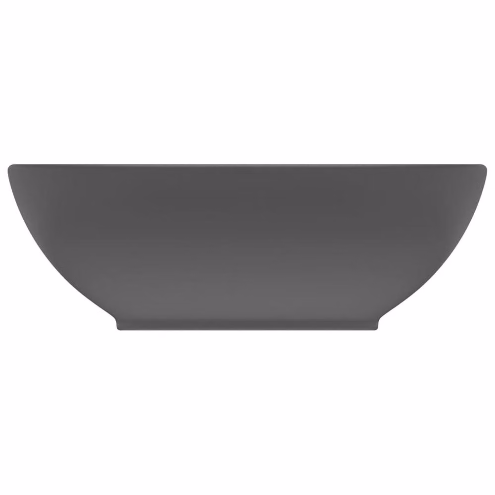 Berkfield Home Luxury Oval Ceramic Countertop Basin in Matt Dark Grey, W: 40 cm, D: 33 cm – 3
