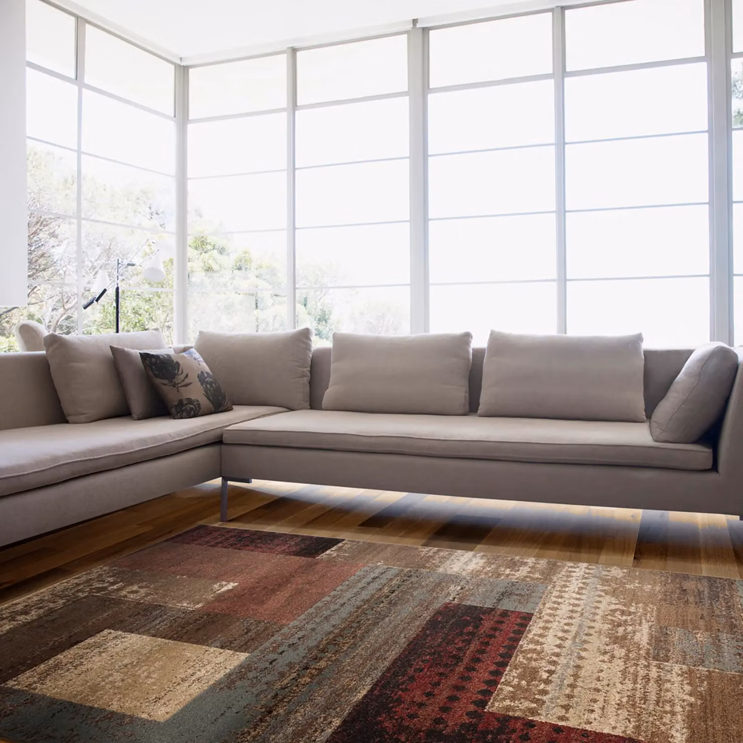 Livabliss Riley Geometric Wool Rug in Dark Red, Brown and Grey, W: 200 cm, D: 290 cm – 4