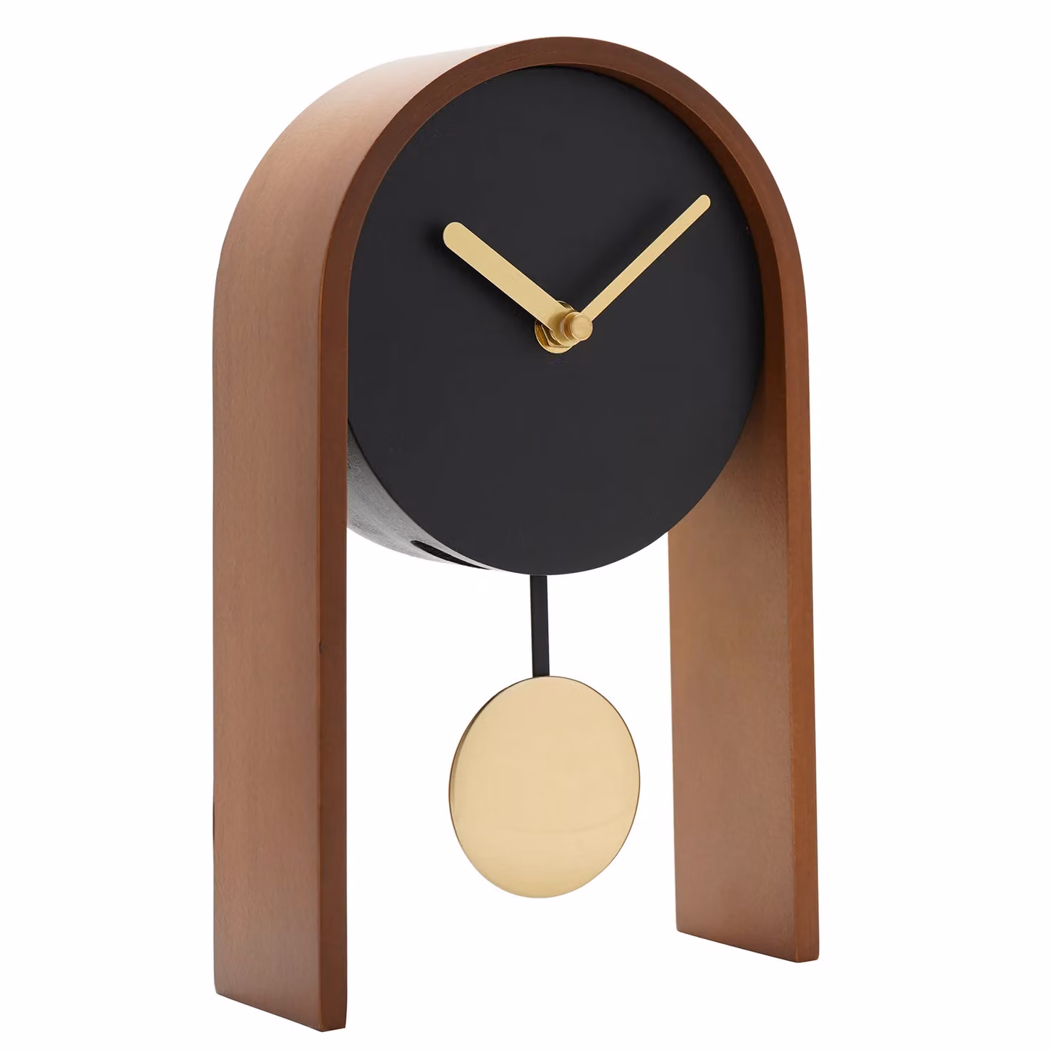 Interval Silent Analog Pendulum Wooden Tabletop Desk Clock in Black and Gold – 2