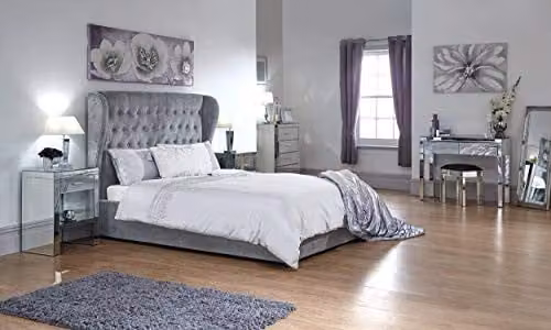 GFW Dakota Upholstered Ottoman Bed Frame in Grey Fabric, W/D/H: 140 x 200 x 135 cm