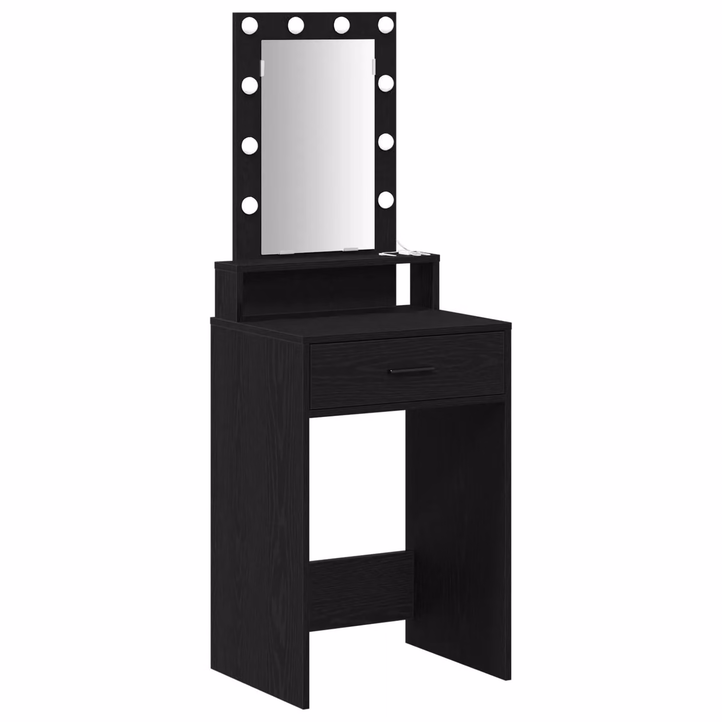 Berkfield Home Hollywood LED Makeup Table in Black Oak, W: 50 cm, D: 41 cm, H: 140 cm – 2