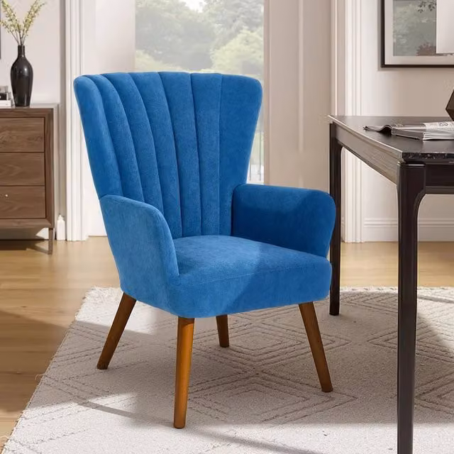 EONLION Modern Blue Velvet Accent Chair with Armrests – 1
