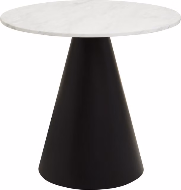 Orsina Azalea Round White Marble Top Dining Table in Black