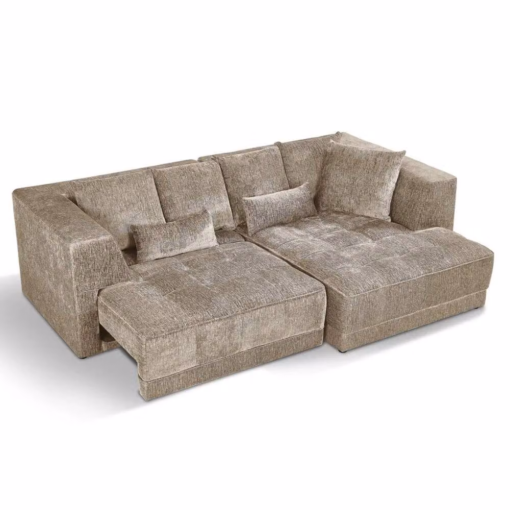 Home & Love Brooklyn L-Shape Recliner Sofa Bed Corner Couch in Beige – 2