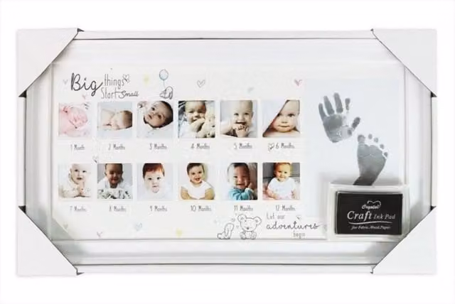 KDMD Hugs & Kisses My First Year Photo Frame in White
