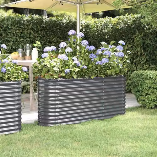 vidaXL Galvanised Steel Raised Bed in Anthracite, W/D/H: 152 x 40 x 68 cm – 2