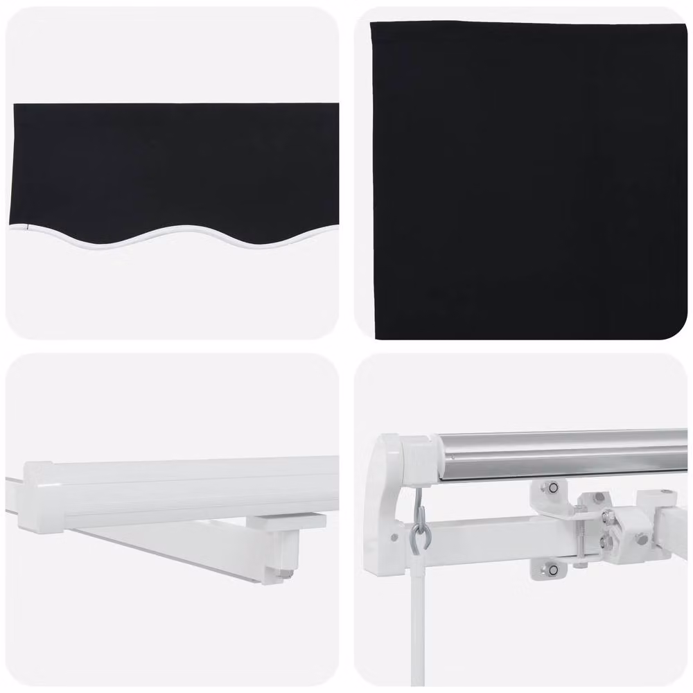 Berkfield Home Manual Retractable Awning with LED in Black, W: 350 cm, D: 250 cm – 4