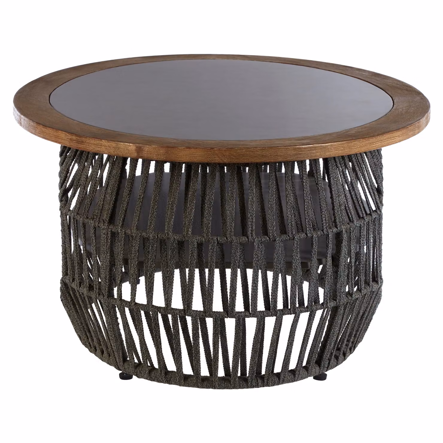 Orsina Grey Round Coffee Table with Natural Stone and Wood Top, W/D/H: 110 x 110 x 47 cm – 2