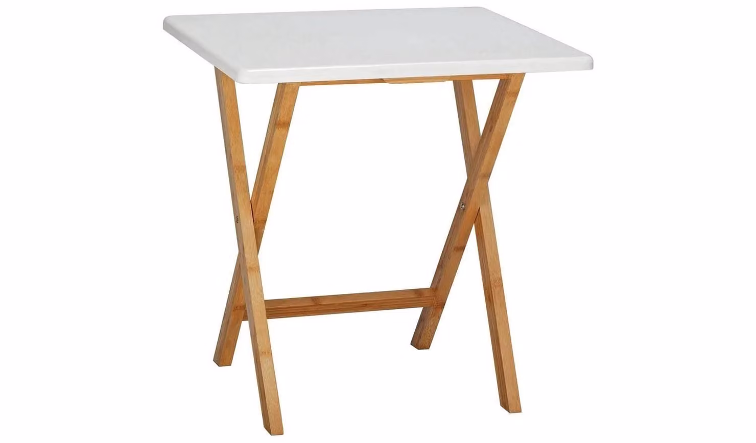 Drew White Lacquered Bamboo Folding 2 Seater Rectangular Kitchen Dining Table W/D/H: 60 x 60 x 75 cm