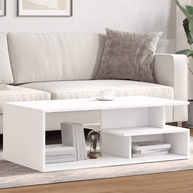Berkfield Home Modern White Rectangular Coffee Table, W/D/H: 102 x 55 x 35 cm
