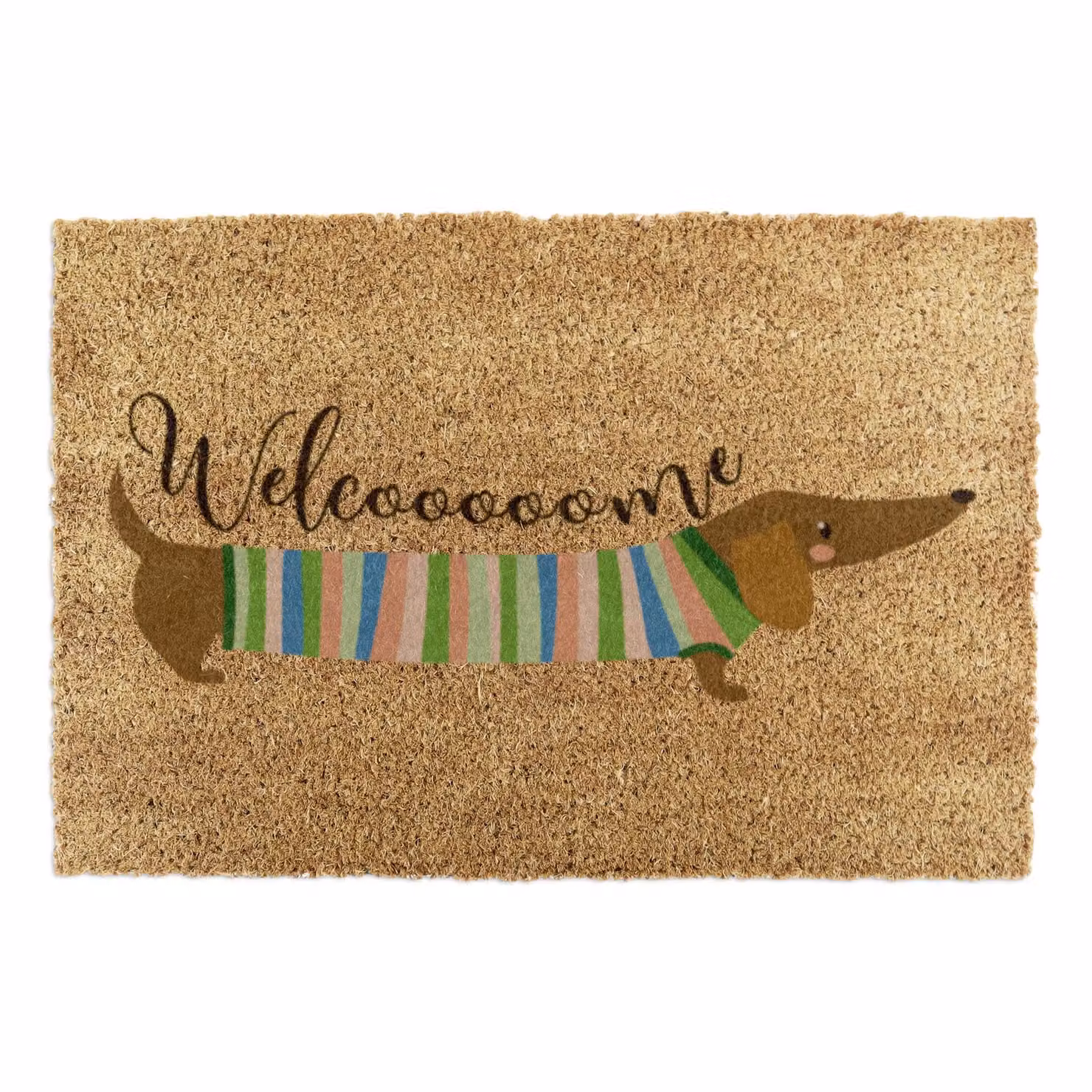 Artsy Mats Welcome Sausage Dog Coir Doormat, Brown, W: 90 cm, D: 60 cm – 2