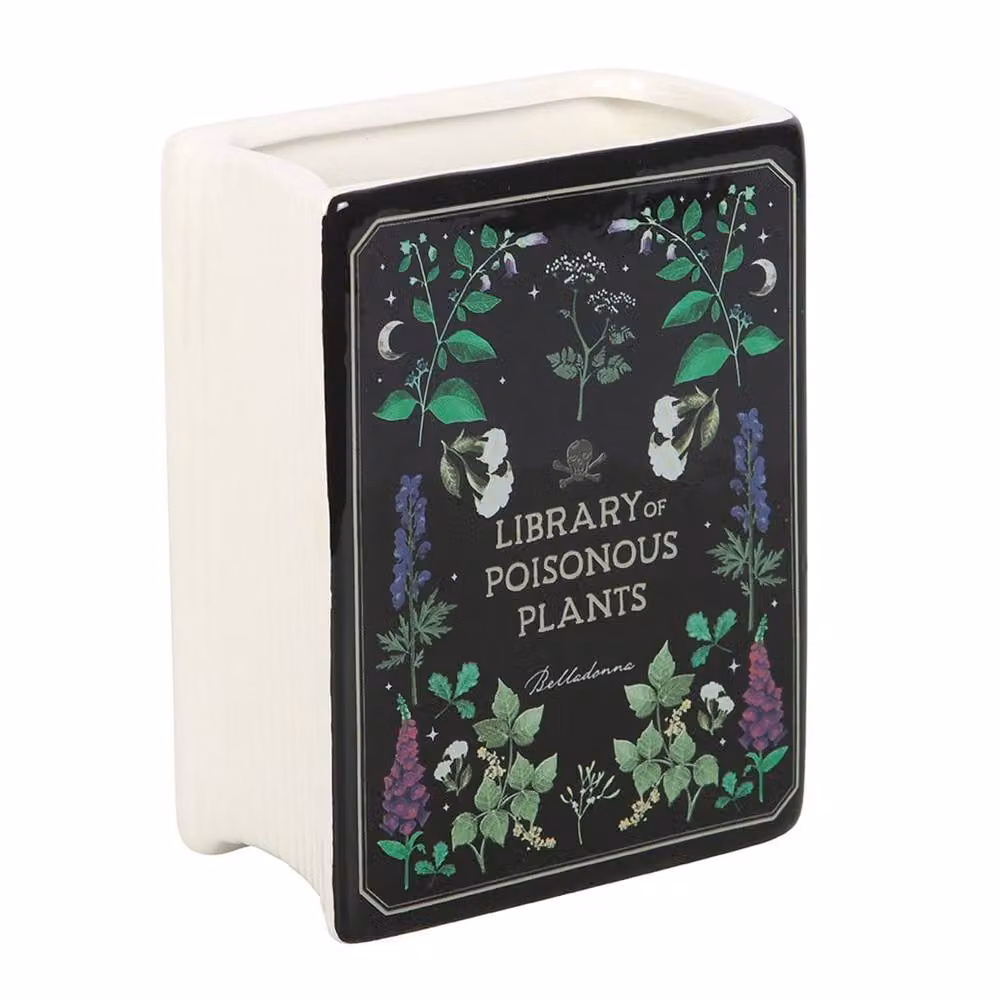 Something Different Poisonous Plants Book Vase in Black Ceramic, W/D/H: 14.5 x 11.0 x 6.0 cm – 2
