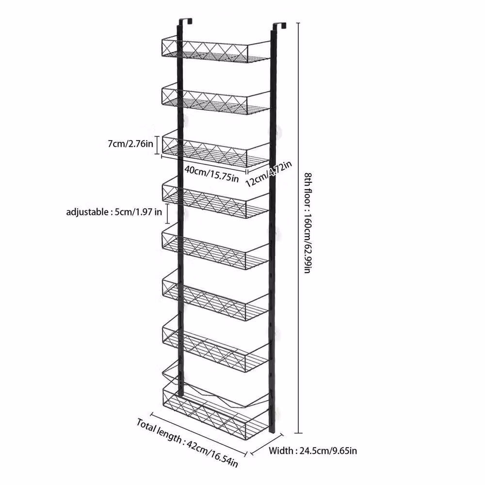 Havendro 8 Tier Over Door Kitchen Storage Organiser Rack in Matt Black – 2