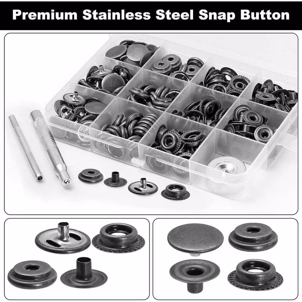 FLAVORA 260 Piece Heavy Duty Stainless Steel Snap Fasteners in Black – 2