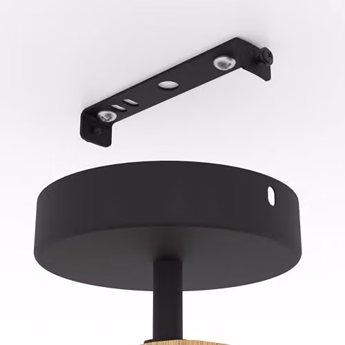 Eglo Basildon Modern Ring Ceiling Light in Black and Wood – 3