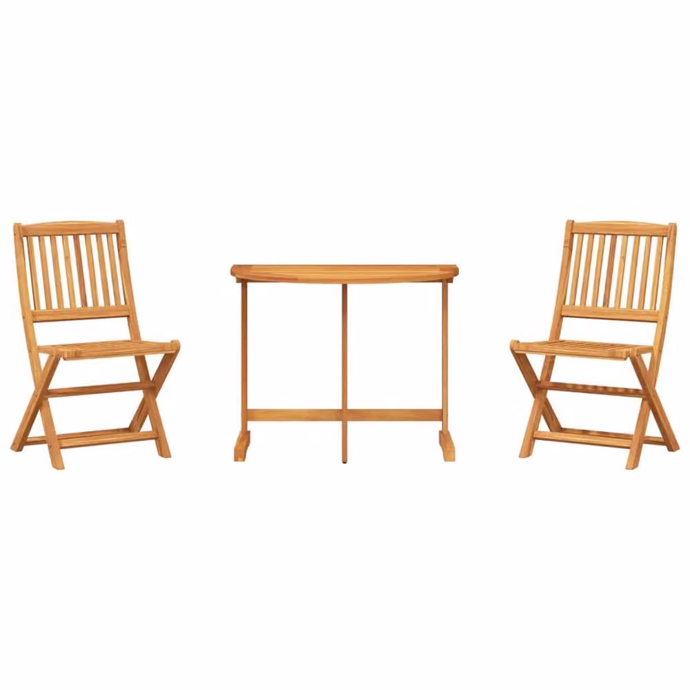 Berkfield Home Beautiful 3 Piece Folding Garden Dining Set in Brown Solid Acacia Wood – 2