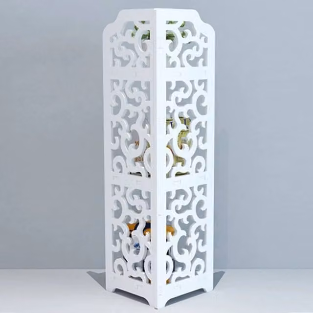 FORGEVIO 3 Tier Corner Shelving Rack in White Matt Finish