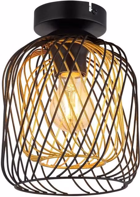 Netlighting Dichti Semi Flush Ceiling Light in Matt Black and Gold/Brass, W/D/H: 40 x 24.5 x 18 cm – 1