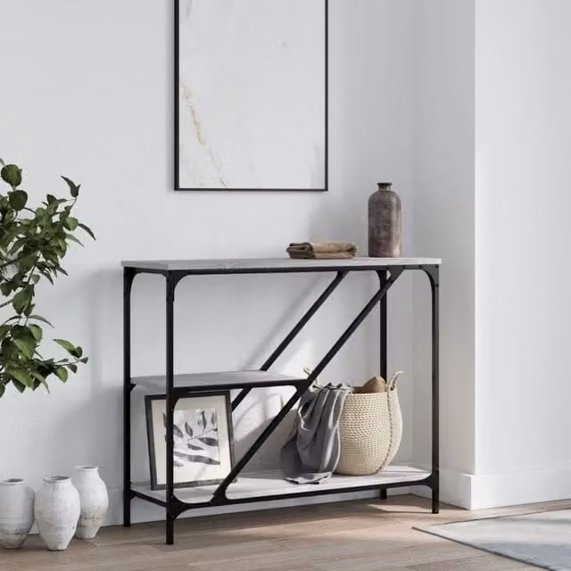 Berkfield Home Grey Sonoma Console Table in Engineered Wood, W: 88.5 cm, D: 30 cm, H: 75 cm – 1
