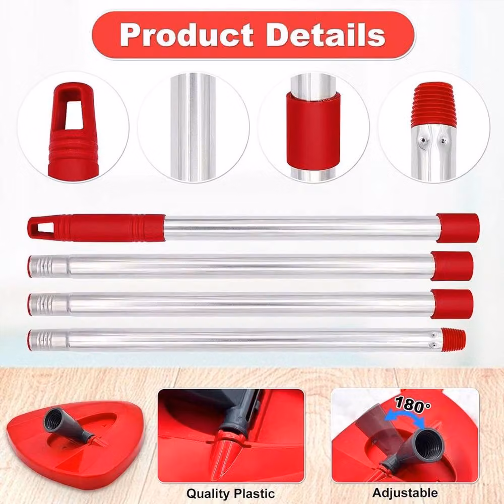 SPETLEK Spin Mop Head Replacement Set with Microfibre Handle Base in Red and White – 3