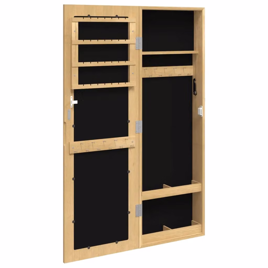Berkfield Home Wall Mounted Mirror Jewellery Cabinet in Brown, W/D/H: 30 x 8.5 x 90 cm – 3