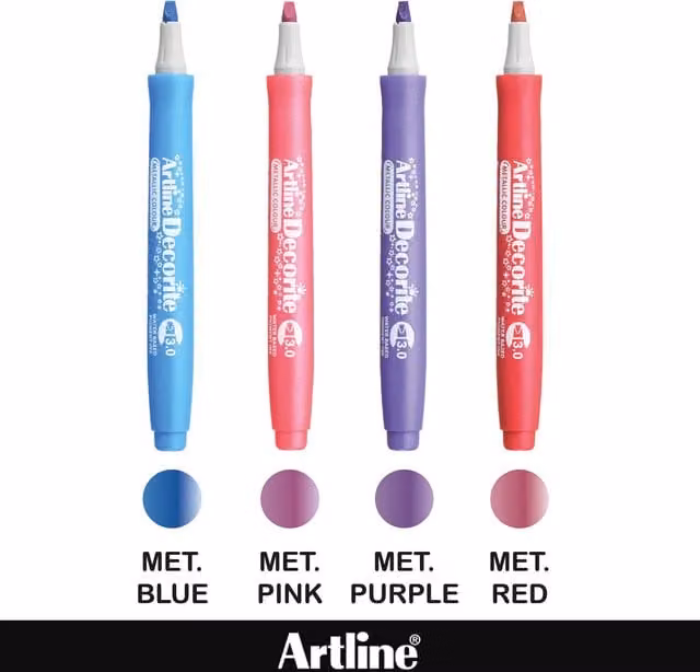 Artline Decorite Chisel Tip Marker Pens in Purple and Multicolour