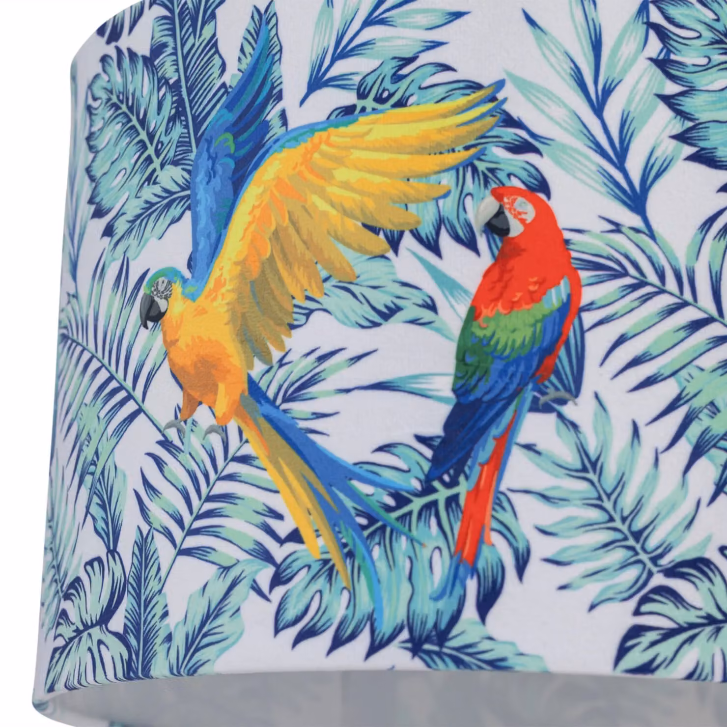 First Choice Lighting Set of 2 Blue Multicolour Velvet Parrot Round Pendant or Table Lamp Shades, Diameter: 30 cm – 4