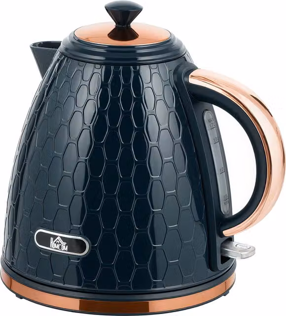 HOMCOM 3000W Rapid Boil Honeycomb Kettle with PID Control and Auto Shut-off, Dark Blue