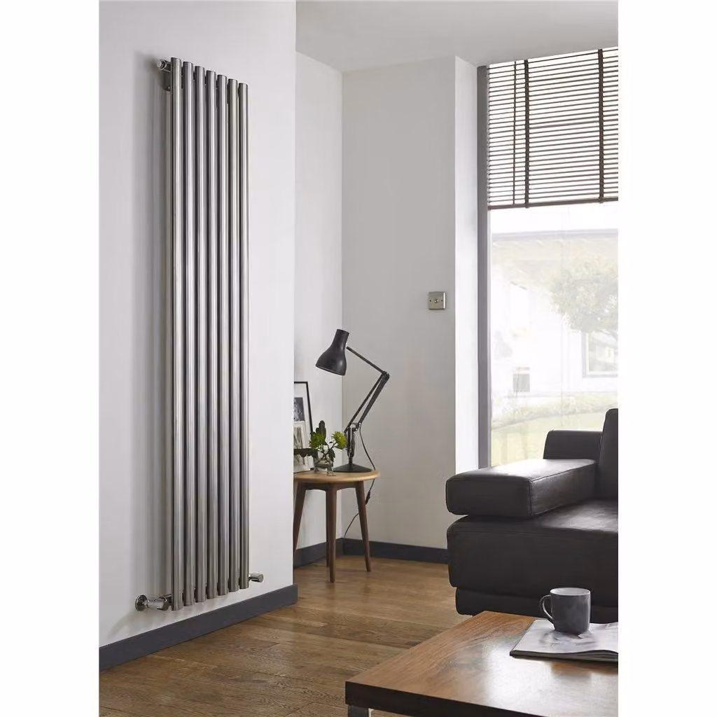 Clifton Stainless Steel Vertical Double Panel Radiator in Silver, H x W: 180 x 56 cm – 2