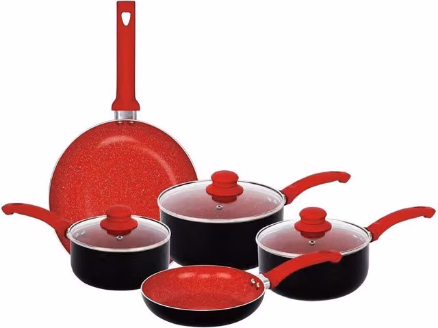Havendro 8-Piece Red Non-Stick Marble Aluminium Cookware Set – 1
