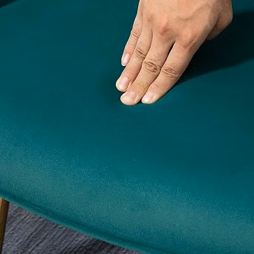 HOMCOM Modern Velvet Wingback Armchair and Footstool Set with Gold Tone Metal Legs in Green – 5