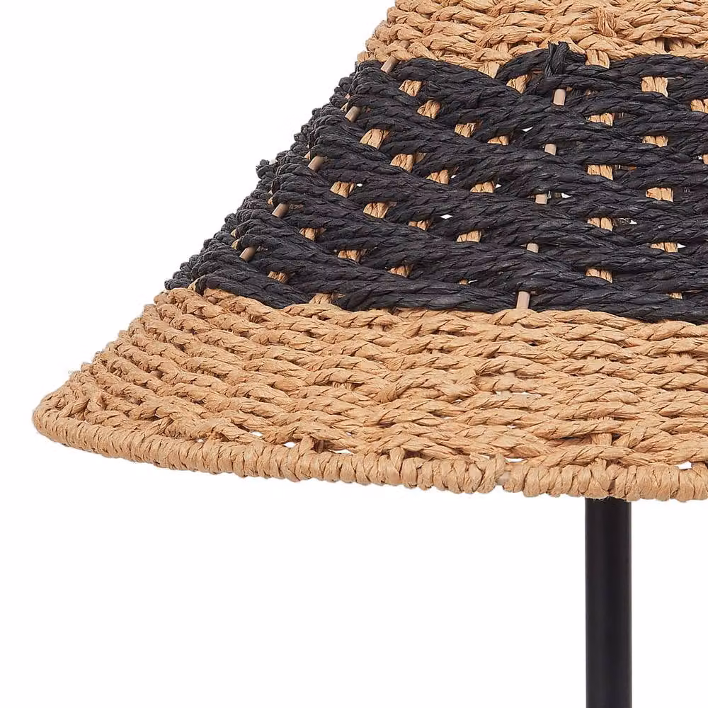 Wyld and Coco Handcrafted Paper Rope Table Lamp with Black Cone Shade in Beige – 3