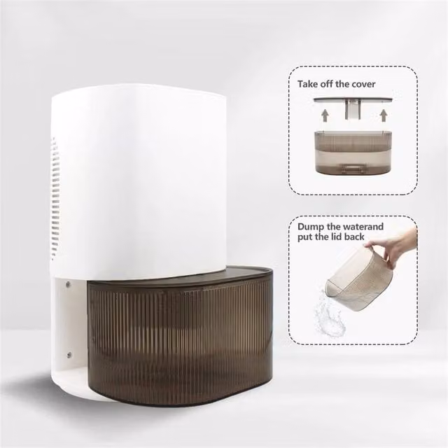 FLAVORA Portable Electric Dehumidifier, 2000ml Quiet Household Air Dryer in White