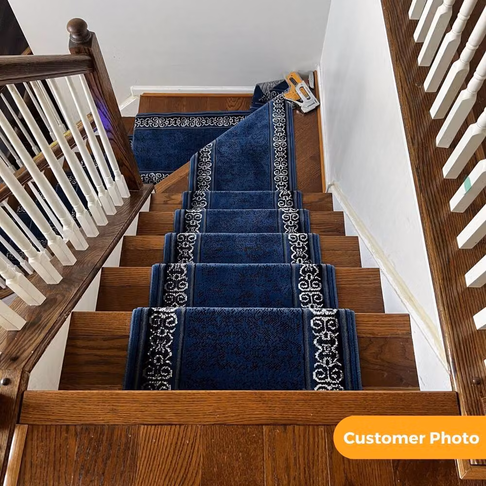 runrug Tribal Stair Runner in Blue, W: 60 cm, L: 690 cm – 6